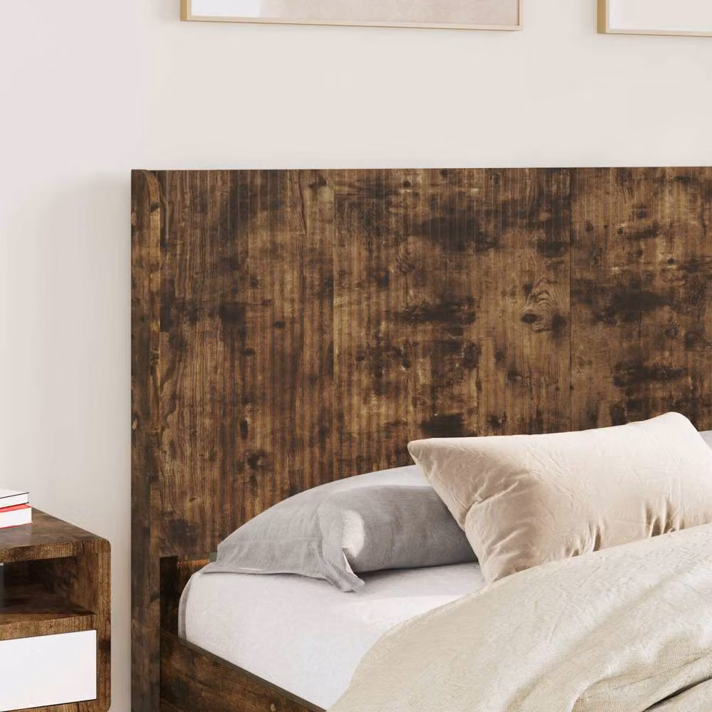 Berkfield Home Modern Bed Frame with Headboard and Side Compartment Storage, Smoked Oak, Brown, W/D/H: 120 x 200 cm – 3