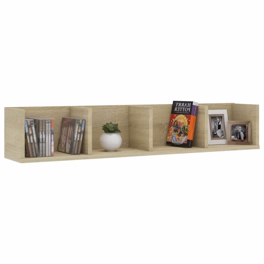 Berkfield Home Sonoma Oak CD Wall Shelf, Beige, W/D/H: 100 x 18 x 18 cm – 3