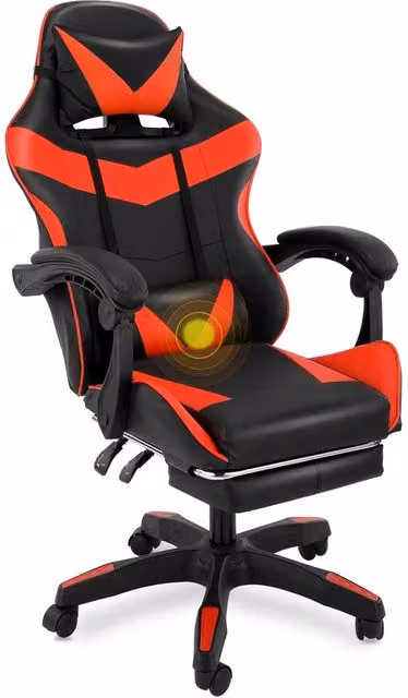 VOGREX Black and Red Ergonomic PU Leather Gaming Chair with Headrest and Armrests – 1
