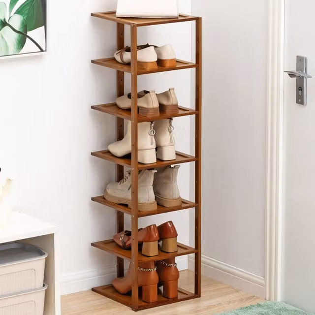 Livingandhome 7-Tier Bamboo Shoe Rack in Brown