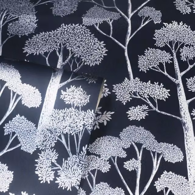 Arthouse Delamere Botanical Floral Wallpaper in Blue and Silver, Full Roll – 4