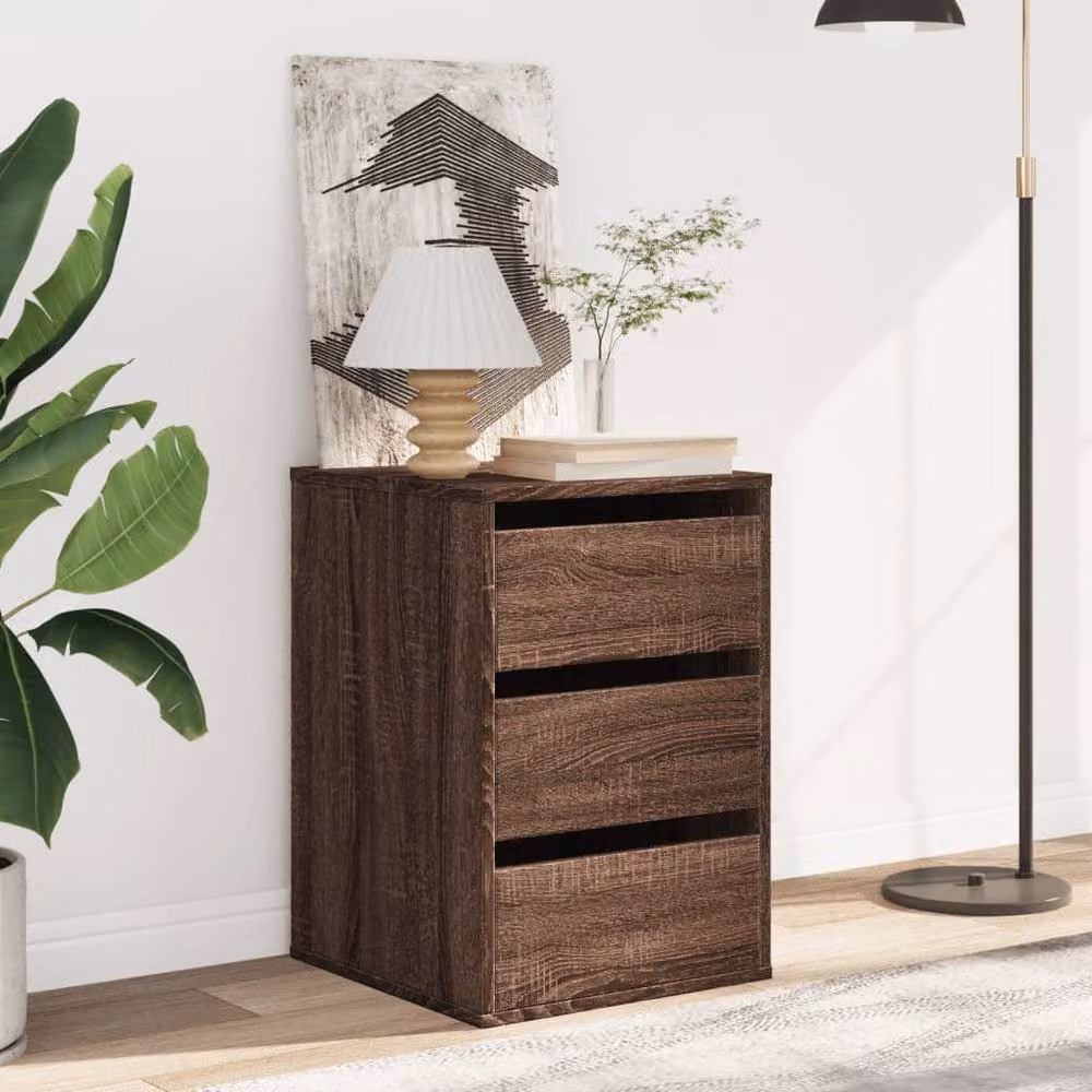 Berkfield Home Corner Chest of Drawers in Brown Oak, W/D/H: 40 x 41 x 58 cm – 3