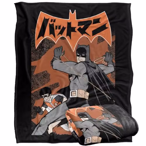 Warner Bros. Batman Robin Kanji Rope Cover Super Soft Fleece Throw Blanket, Multicolour, W: 152 cm, D: 127 cm