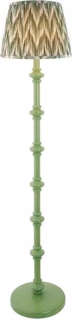 Netlighting Carnaby Green Floor Lamp with Green Fabric Zigzag Shade and Brass Details – 1