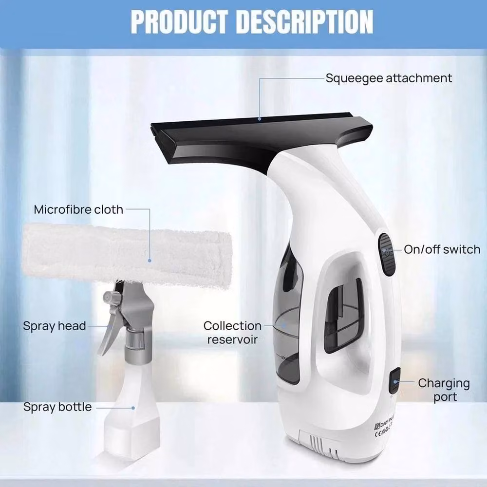 NESTLUNE 2026 Cordless Window and Glass Mirror Vacuum Cleaner in White, W: 100 cm, H: 15 cm, D: 15 cm – 2
