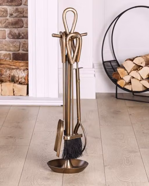 Dibor 4-Piece Fireside Companion Set in Bronze, Height: 75 cm – 1