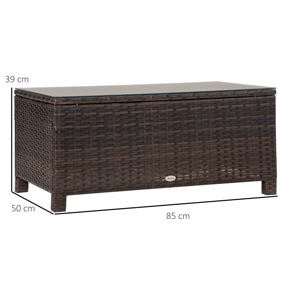 ERGOVEXA Mixed Brown Polyrattan Garden Coffee Table with Glass Top – 2