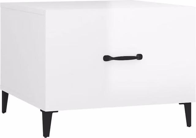 Berkfield Home High Gloss White Square Coffee Table with Metal Legs W/D/H: 50 x 50 x 40 cm – 1