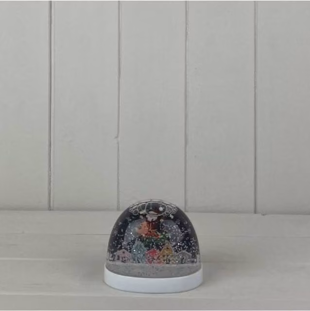 KDMD Multicolour Round Glass Tabletop Snow Globe with Santa and Reindeer