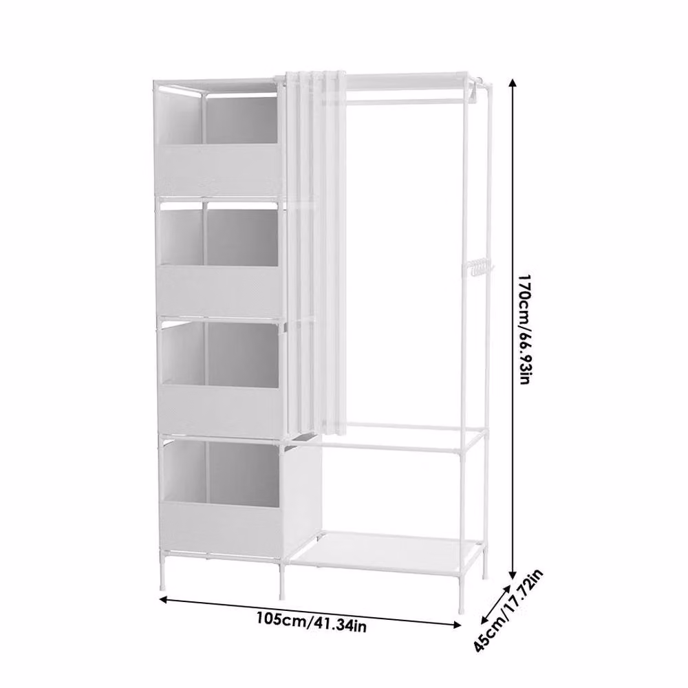 KORVIXA Large Freestanding Wardrobe in White with Transparent Doors, W/D/H: 100 x 100 x 170 cm – 2