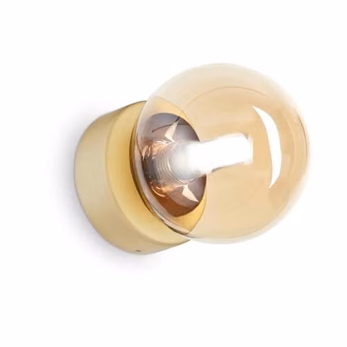 Ideal Lux Perlage Modern Brass Wall Lamp with Transparent Glass Sphere