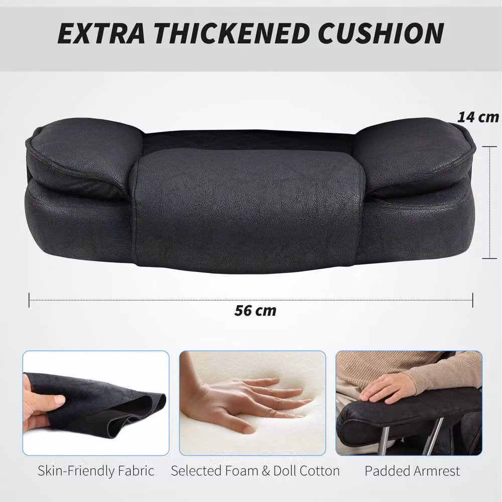 ERGOVEXA Leathaire Black Reclining Executive Office Chair with Lumbar Support and Headrest – 7