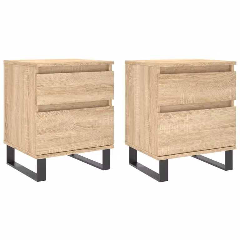 Berkfield Home Set of 2 Modern Bedside Cabinets in Sonoma Oak Brown, W/D/H: 40 x 35 x 50 cm