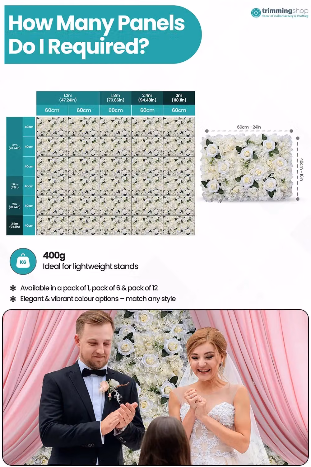 Neel Blue Hydrangea Artificial Floral Wall Panel in Blue and White for Wedding Decoration, W/H: 60 x 40 cm – 1