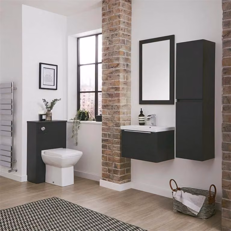 Clifton Matt Dark Grey Freestanding Bathroom Standing WC Unit W: 500 mm
