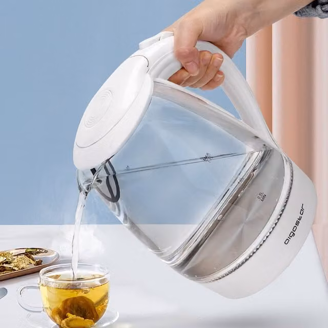 Aigostar White Glass Water Kettle with Auto Shut-off, 1.7 l