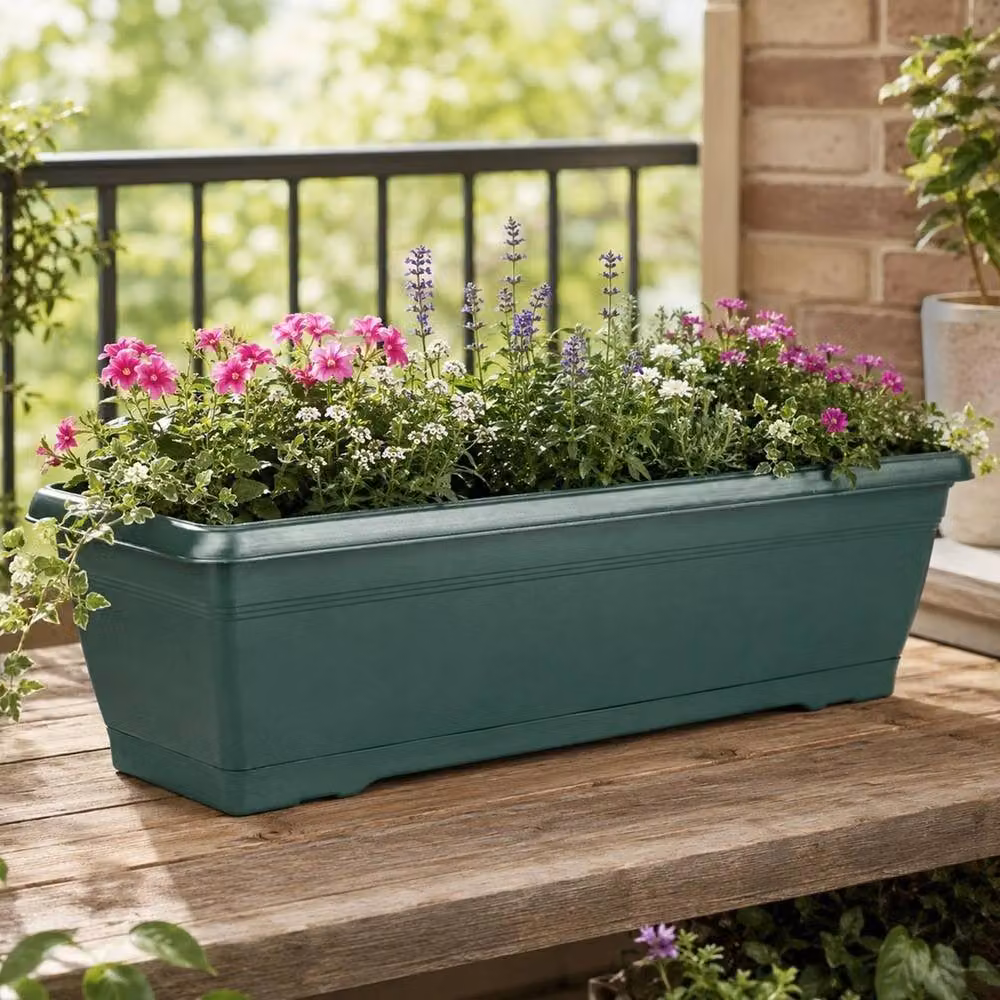 Havendro Green Plastic Garden Trough Planters, W: 72 cm, H: 4 cm – 3
