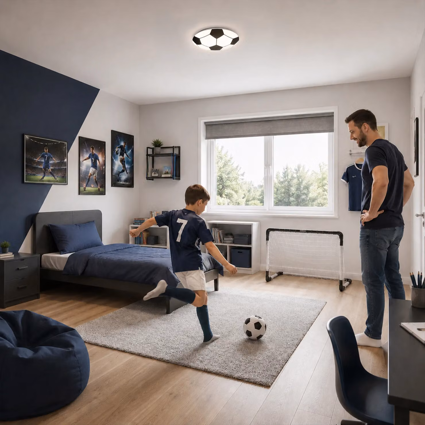 Briloner Football LED Ceiling Light, White and Black, 12W – 6