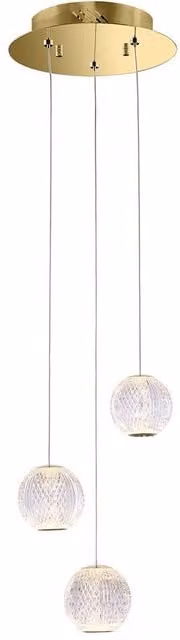 Netlighting Rosario Cluster Pendant Ceiling Light in Gold/Brass with 3x LED Warm White Bulbs