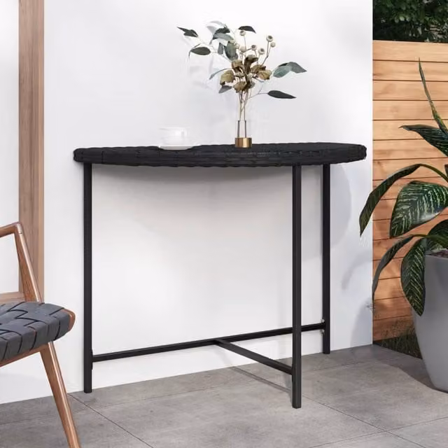 Berkfield Home Modern Black Poly Rattan Garden Table W/D/H: 100 x 50 x 75 cm – 1