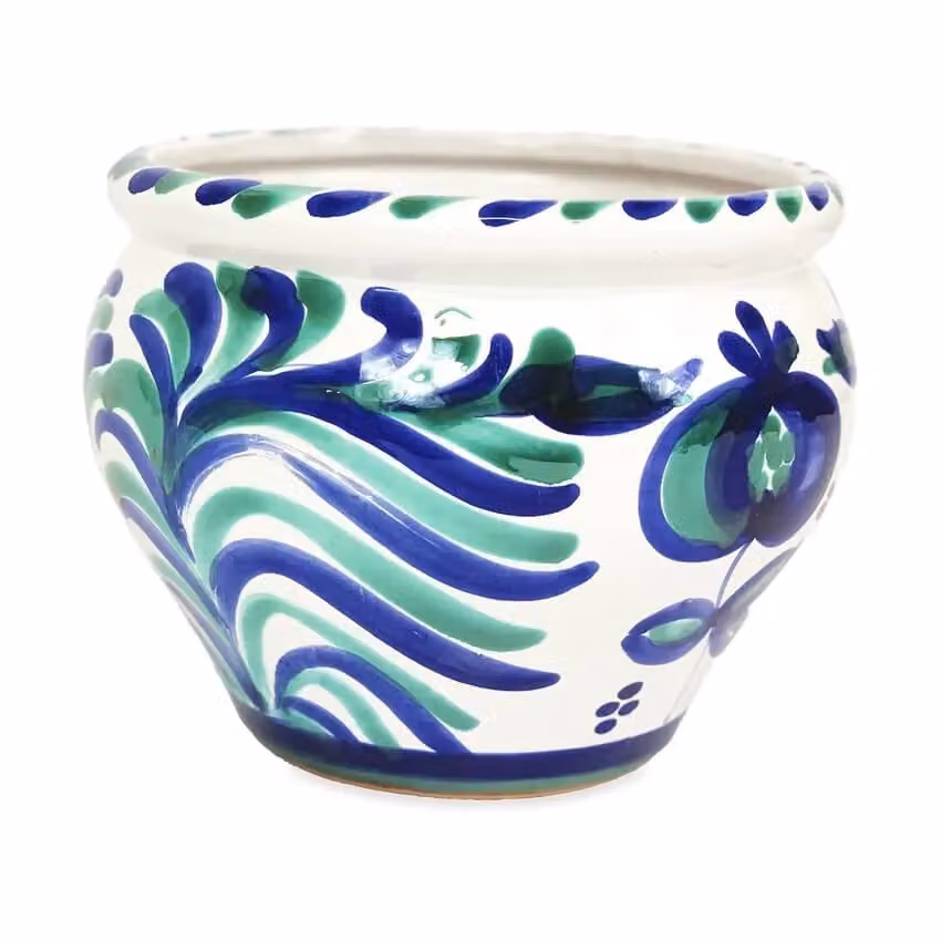 Verano Spanish Ceramics Granada Hand Painted White Ceramic Bola Plant Pot, Diameter: 25 cm – 2