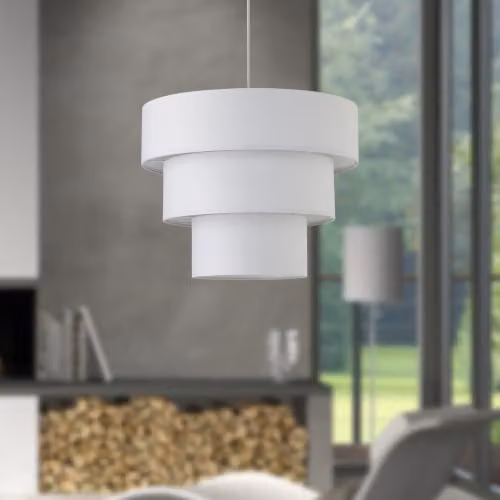 firstchoicelighting Modern Tier Design Fabric Ceiling Light Shade in White, Diameter: 38 cm – 2