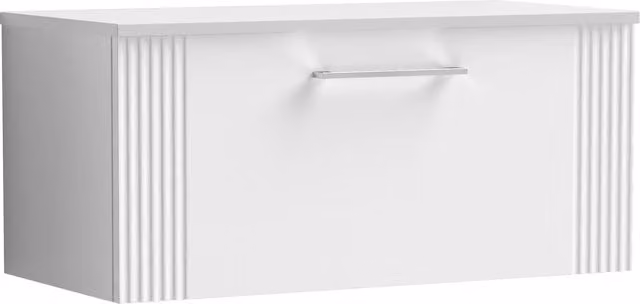 Balterley Modern 1 Drawer Wall Hung Vanity Unit with Colour Match Worktop, White, Width: 80 cm