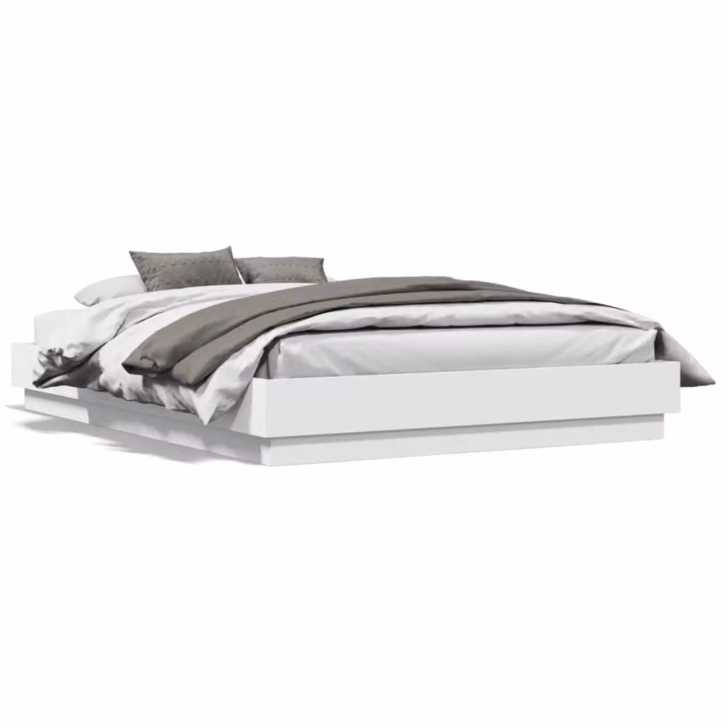 Berkfield Home Double Bed Frame in White, W: 135 cm, L: 190 cm – 2