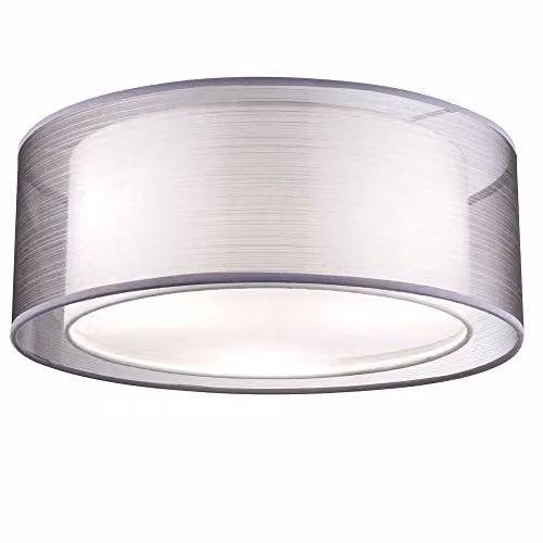 Globo Lighting Theo Ceiling Lamp in Grey and Silver with Fabric and Metal Details