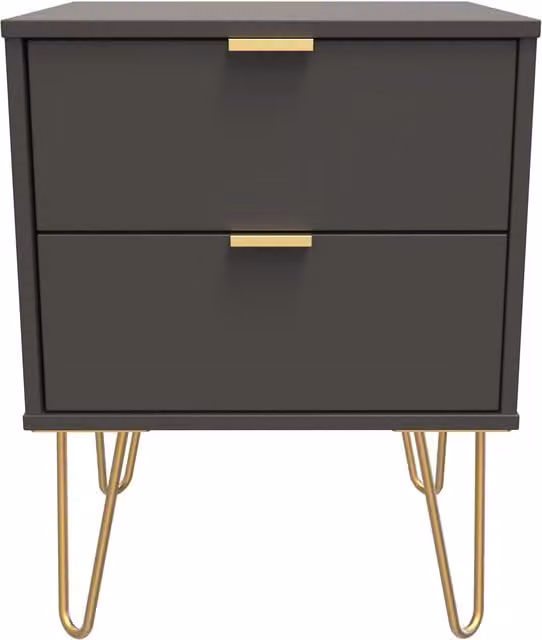 2 U Fuji 2 Drawer Bedside Cabinet in Dark Grey, Ready Assembled – 1