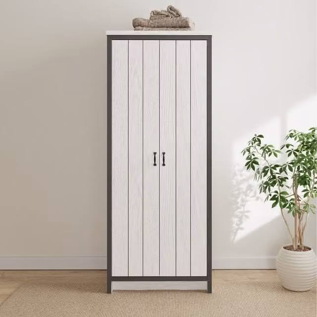 GFW Boston 2 Door Wardrobe in White and Grey