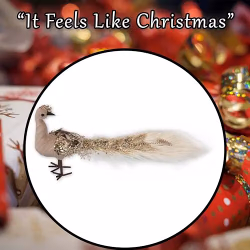 VFM e-Store Christmas Velvet Peacock Tabletop Decoration, Brown, W: 13 cm, H: 19 cm – 6