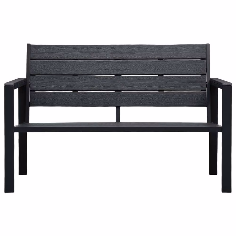 Berkfield Home Modern Garden Bench in Black Wood Look HDPE and Steel, Width: 120 cm – 2