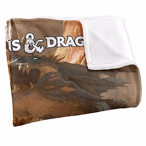 Hasbro Dungeons and Dragons Tiamat Art Super Soft Fleece Throw Blanket, Multicolour and White, W/D/H: 152 x 127 cm – 2