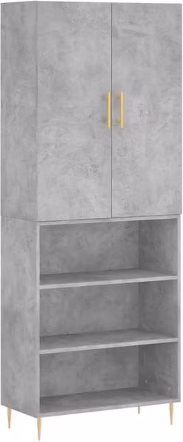 Berkfield Home Modern Highboard in Concrete Grey, W/D/H: 69.5 x 34 x 180 cm