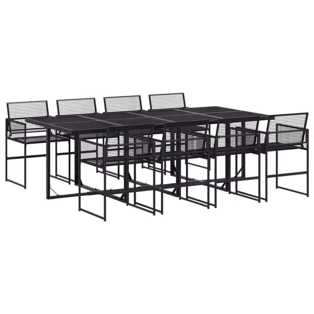 Berkfield Home Beautiful 9 Piece Black Poly Rattan Garden Dining Set