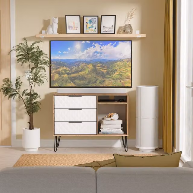 2 U Islay Ready Assembled 3 Drawer TV Unit in White