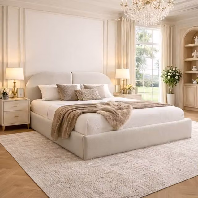 Desire Deco Dolores Plush Velvet Upholstered Storage Bed Frame in Light Beige, Size: Single (90 x 200 cm)