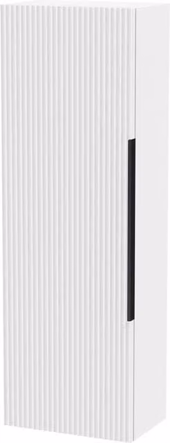 Balterley White Fluted Front Wall Hung Single Door Tall Storage Unit, H 120 x W 40 x D 40 cm