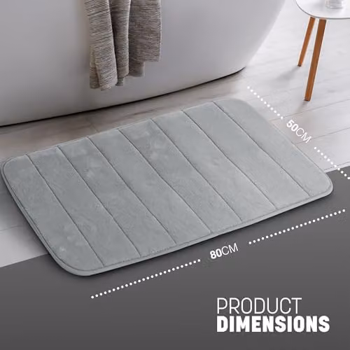 Keplin Memory Foam Bath Mat, Grey, W: 50 cm, L: 80 cm – 3