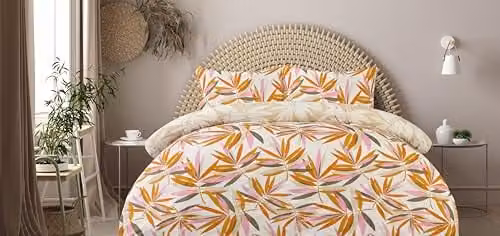 Sleepdown Reversible Tropical Floral Duvet Cover and 2 Pillowcase Set, Multicolour Microfibre Bedding, 200 x 200 cm – 1