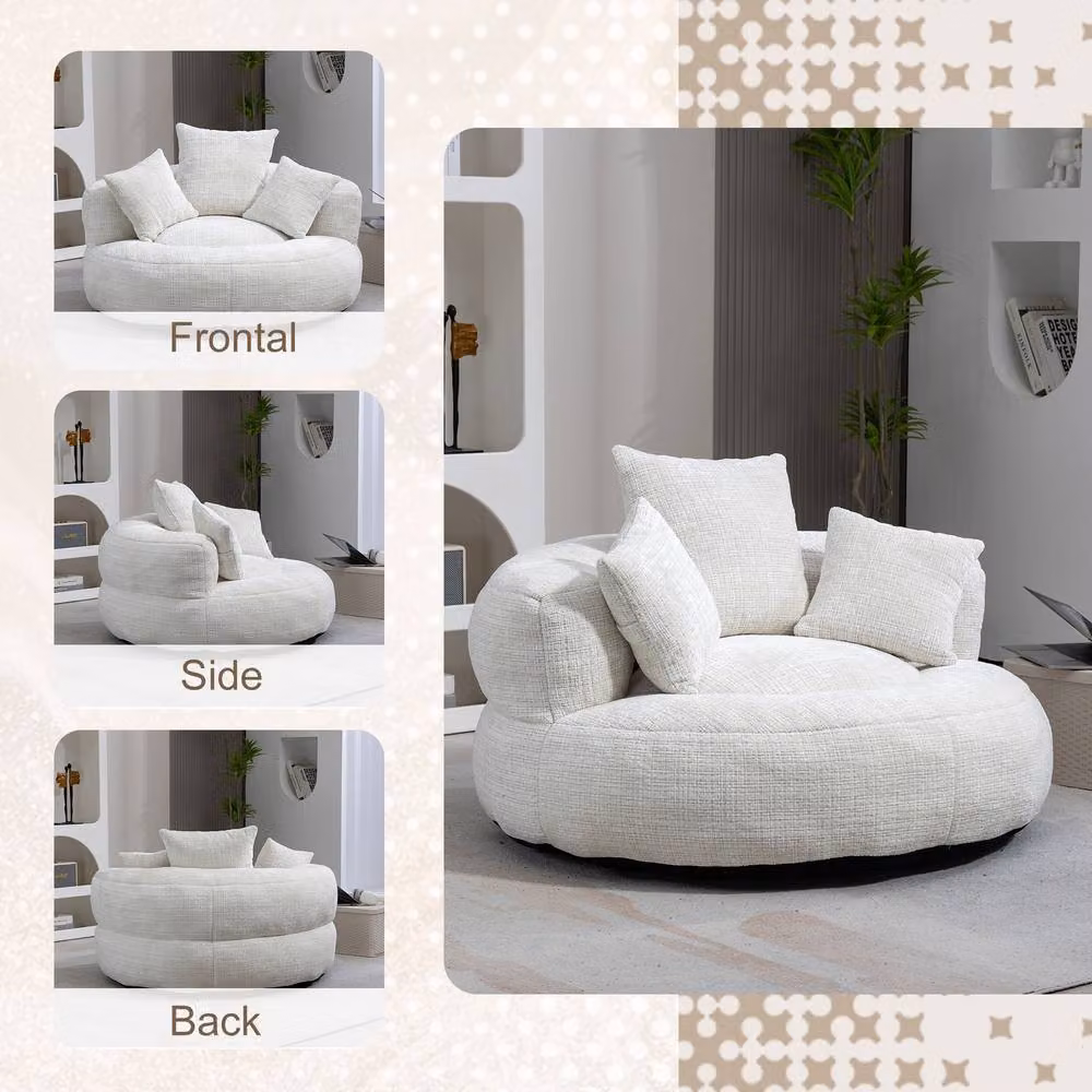 Direct Wicker Beige Chenille High Back Lazy Sofa Bean Bag Chair – 3