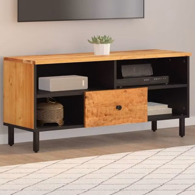 Berkfield Home Industrial Acacia Wood TV Cabinet in Brown, W/D/H: 100 x 33 x 46 cm