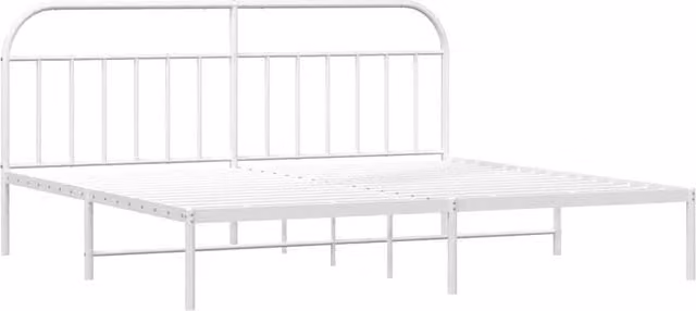Berkfield Home Metal Bed Frame with Headboard in White, W/D/H: 193 x 198 x 100 cm