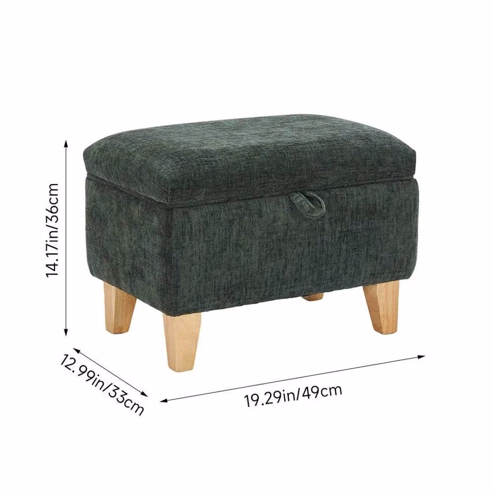 KORVIXA Small Green Fabric Storage Ottoman Bench – 2