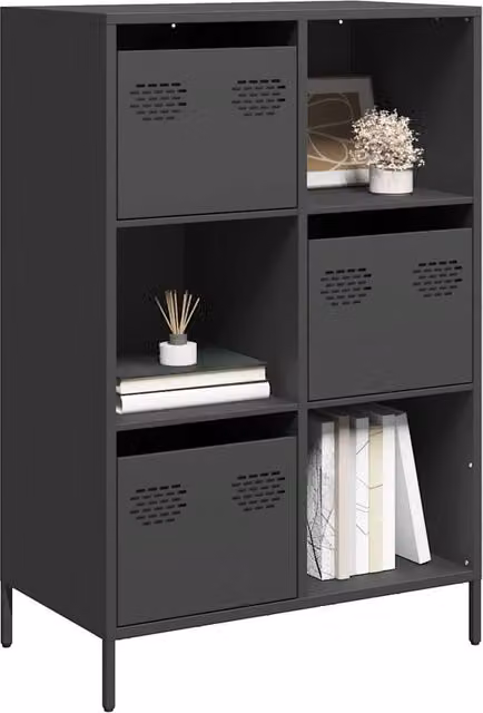 Berkfield Home Black Matt Steel Highboard with Hinged Doors and Internal Drawers W/D/H: 68 x 39 x 103.5 cm – 1