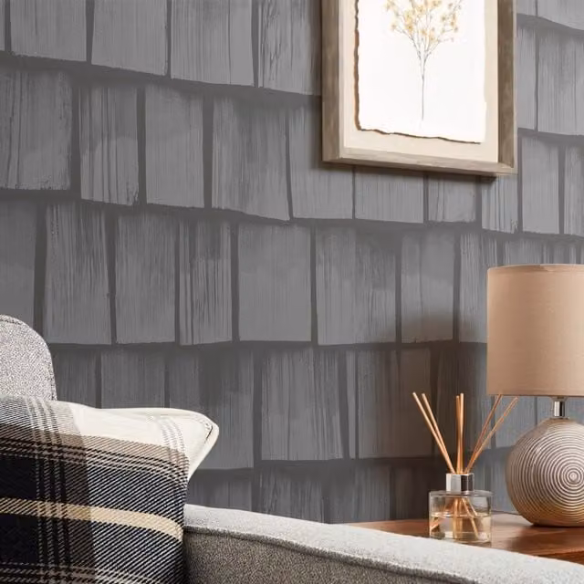 I Love Wallpaper Colorado Charcoal Wood Tile Wallpaper in Grey