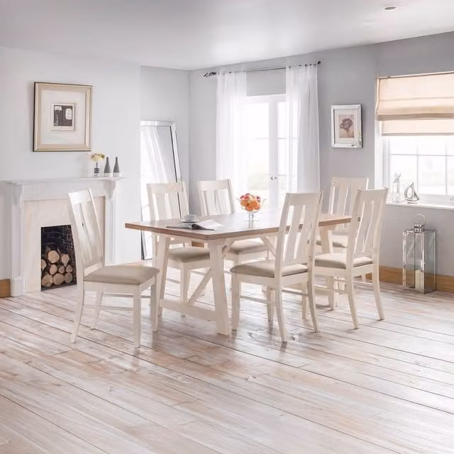 Julian Bowen Pair of Classic Lacquered Oak Pembroke Chairs in White