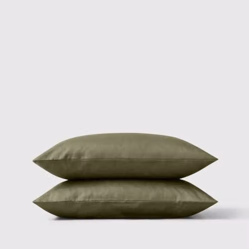 Bedable Pair of Green 100% Cotton Mako Sateen Pillowcases, 460 Thread Count