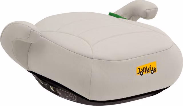 Jovikids Safe i-Size R129 Car Booster Seat, Lightweight Portable Group 2/3 Travel Cushion, Beige, W: 44 cm, D: 37 cm, H: 22 cm